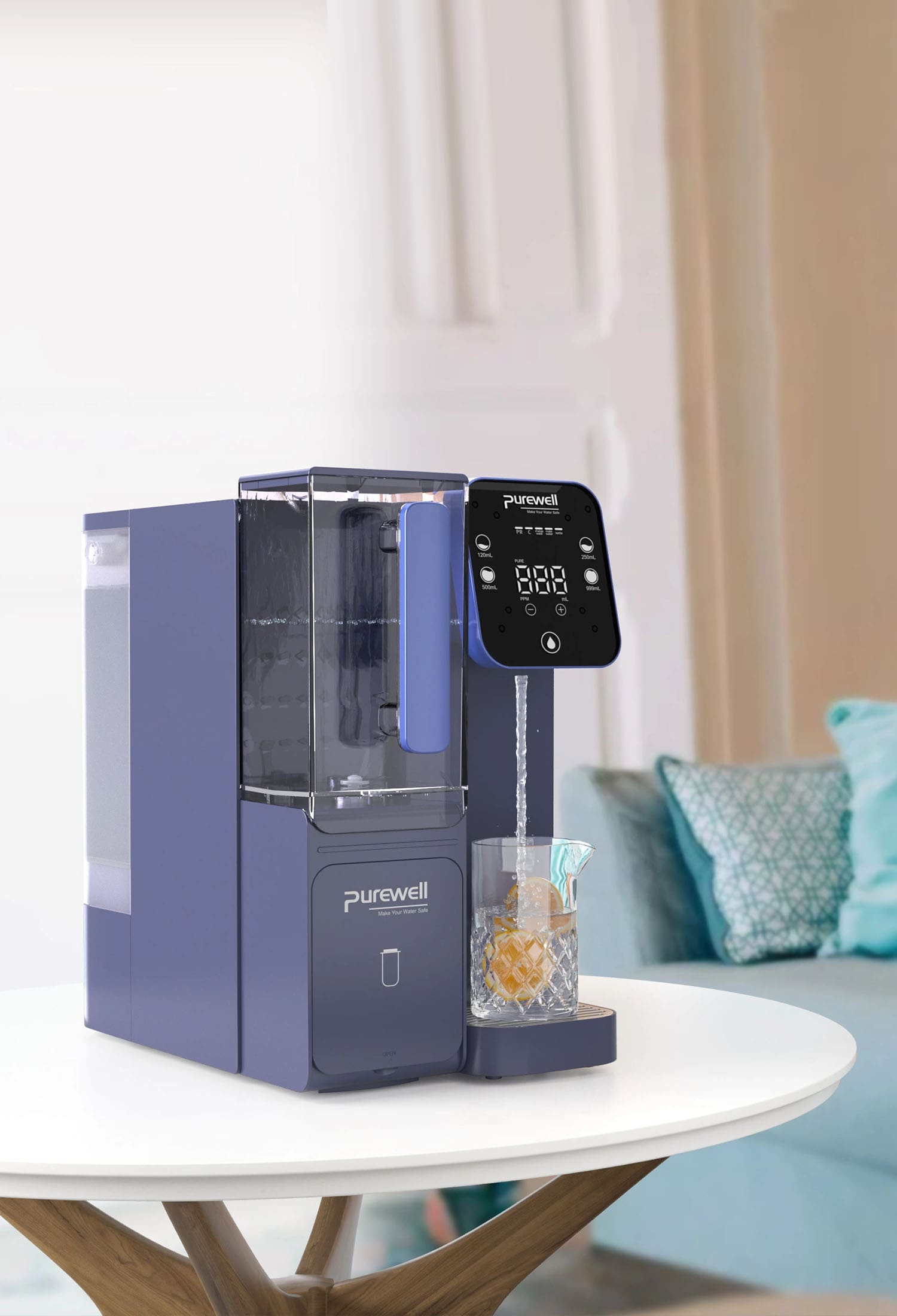 Purewell 1.5G Stainless Steel Countertop Gravity-Fed Water Filter System, NSF/ANSI 42&372