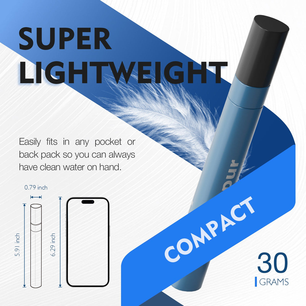 Purewell K8201 Portable Outdoor Water Filter with Hollow Fiber Ultrafiltration for Camping & Hiking Purewell
