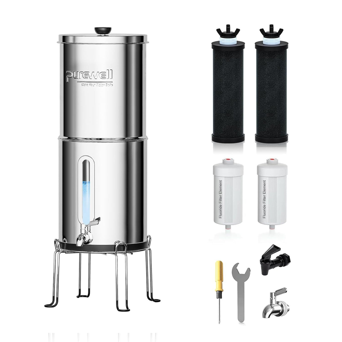 Purewell K Series Countertop Gravity Water Filter System 2.25 - Side View 32