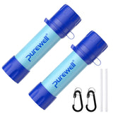 Purewell Personal Water Filtration Straw Emergency Survival Gear Water Purifier for Camping Hiking Climbing Backpacking(2pcs) Purewell