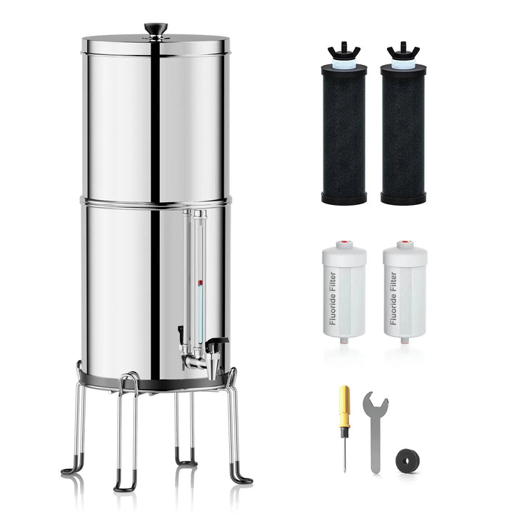 Purewell 304 Stainless Steel Gravity-fed Water Filter System 2.25 Gallons with Stand Purewell