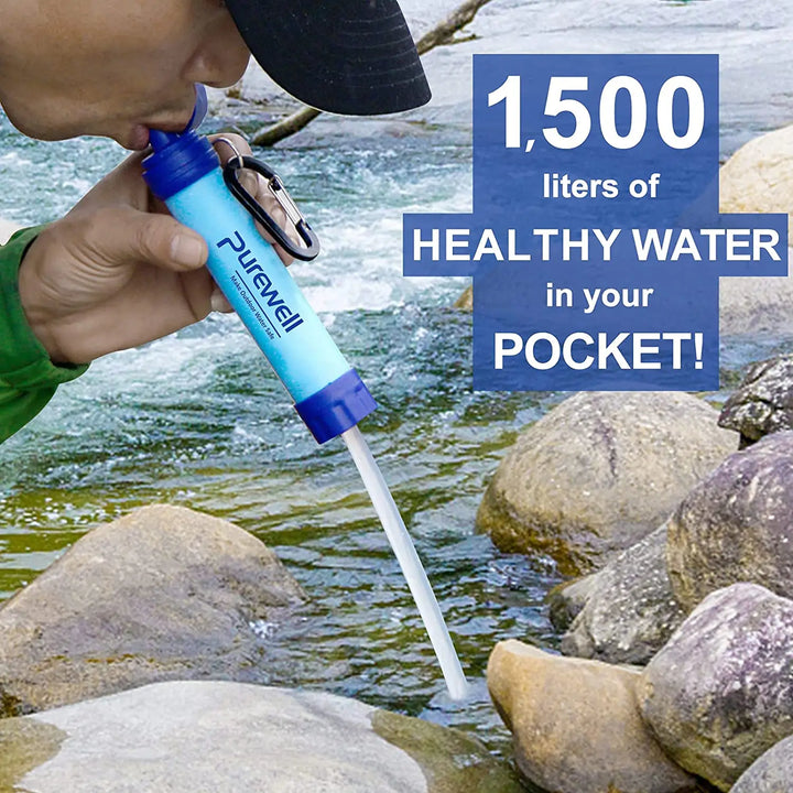 Purewell Personal Outdoor Water Filter Survival Gear for Camping Hiking Backpacking Emergency Purewell