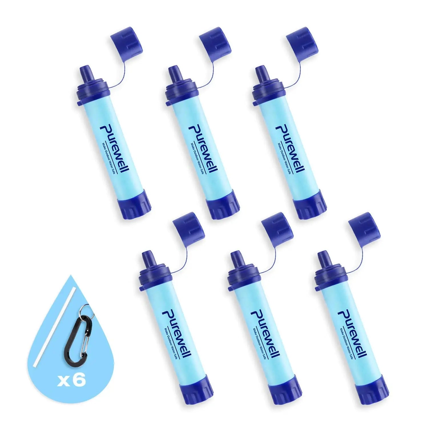 Purewell® - Outdoor Personal Water Filter Life Straw, 0.01μm, for Emergency, Camping, Hiking, Climbing, Backpacking Purewell