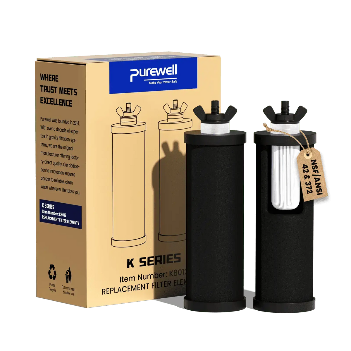 Purewell® – K Series - 2.25 Gallons 304 Stainless Steel Gravity-fed Water Filter System, NSF Certified, Best Big Berkey Alternative Water Filter(WL) Purewell