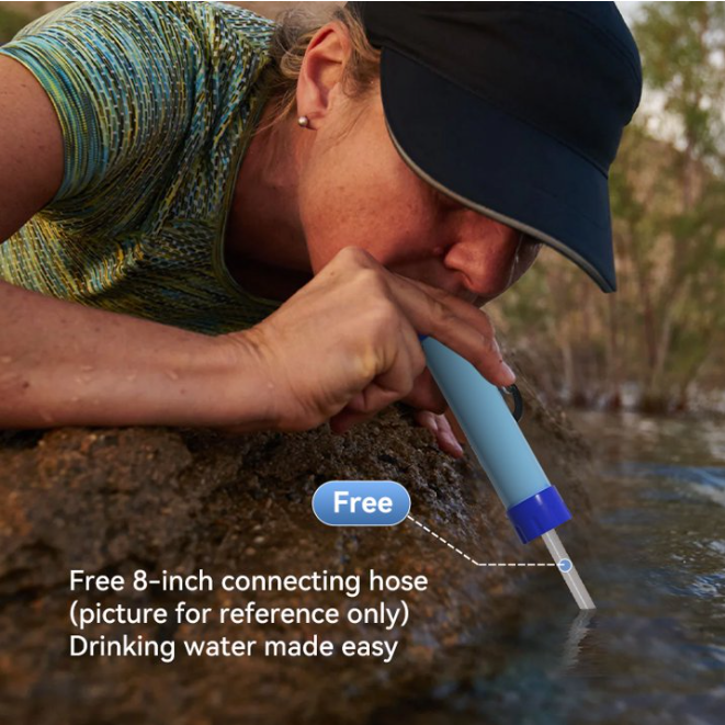 Purewell Personal Portable Water Filtration Straw, Ideal for Survival, Camping, Hiking, and Emergencies, Blue, 3-Pack Purewell
