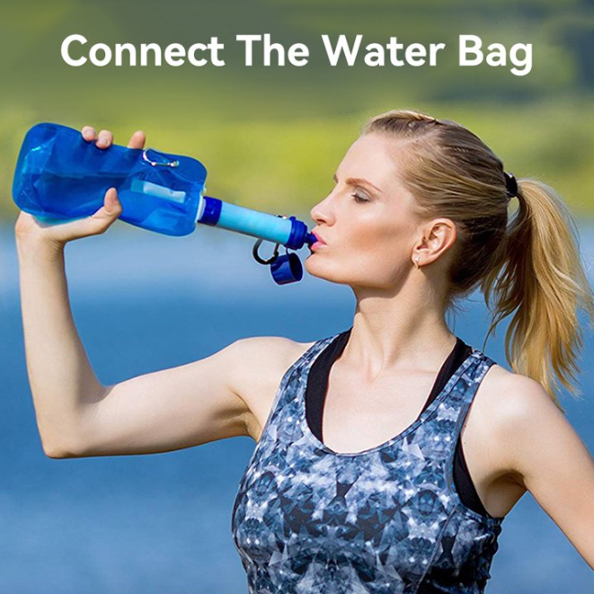 Purewell Personal Portable Water Filtration Straw, Ideal for Survival, Camping, Hiking, and Emergencies, Blue, 3-Pack Purewell