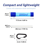 Purewell Personal Portable Water Filtration Straw, Ideal for Survival, Camping, Hiking, and Emergencies, Blue, 3-Pack Purewell