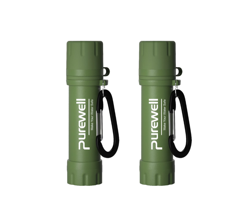 Purewell Personal Water Filtration Straw Emergency Survival Gear Water Purifier for Camping Hiking Climbing Backpacking(2pcs) Purewell