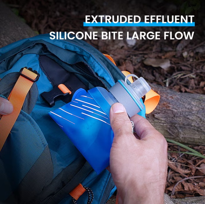 Purewell Collapsible Squeeze Bottle Water Filter System 1000ml for Trail Running, Through Hiking, Travel, Cycling, and Fishing blue Purewell