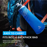 Purewell Collapsible Squeeze Bottle Water Filter System 1000ml for Trail Running, Through Hiking, Travel, Cycling, and Fishing blue Purewell