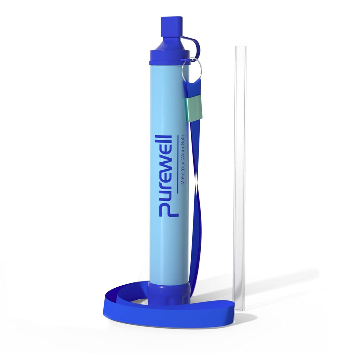 Purewell Outdoor Water Filter – 0.01 μm ultra-fine filter removes 99.99% of bacteria & heavy metals | 1500L filter capacity | Portable drinking water filter with neck strap for survival & outdoor Purewell