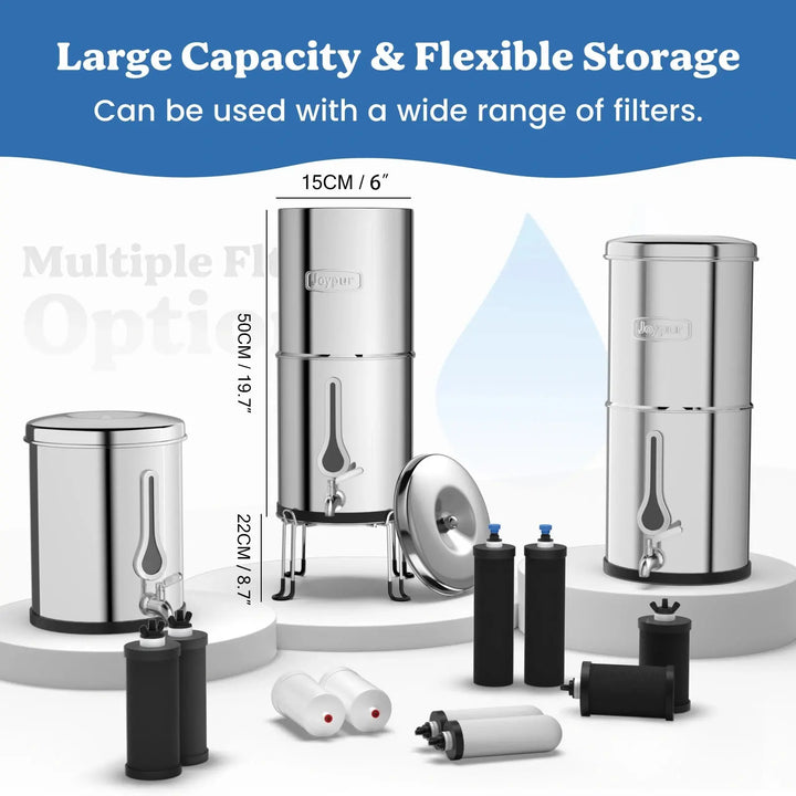 Authorized - Joypur® 2.25 Gallons Gravity Water Filter System - Waterdrop Shape Water Level Window, NSF Certified Purewell