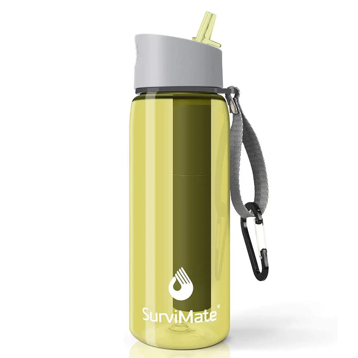 Authorized SurviMate Water Filter Bottle, Multi-color Option, 0.01μm Ultra-Filtration with 4-Stage Filtration for Survival, Camping, Hiking, Backpacking, Emergency Purewell