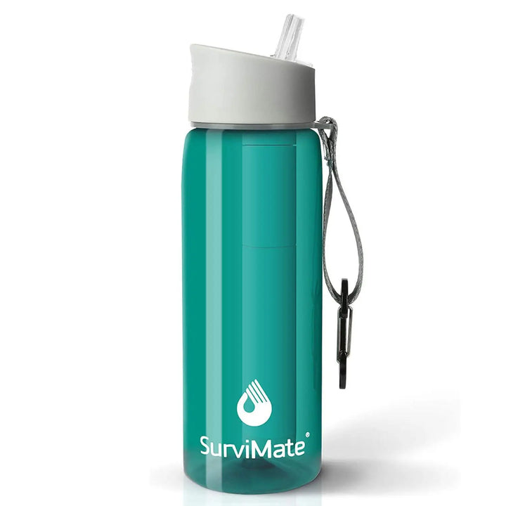 SurviMate Personal Water Filter Bottle with 2-Stage Integrated