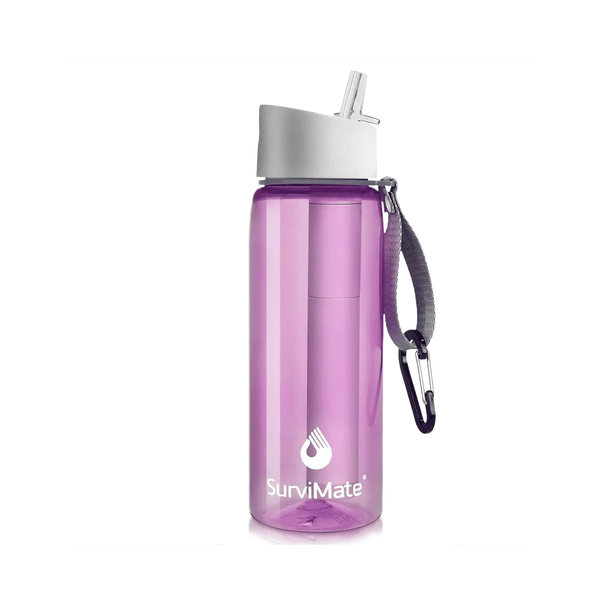 Authorized - SurviMate® Outdoor Water Filter Bottle, Multi-color, 0.01μm 4-Stage Filtration for Survival, Camping, Hiking, Backpacking Purewell