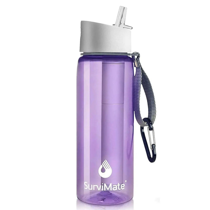 Authorized - SurviMate® Outdoor Water Filter Bottle, Multi-color, 0.01μm 4-Stage Filtration for Survival, Camping, Hiking, Backpacking Purewell