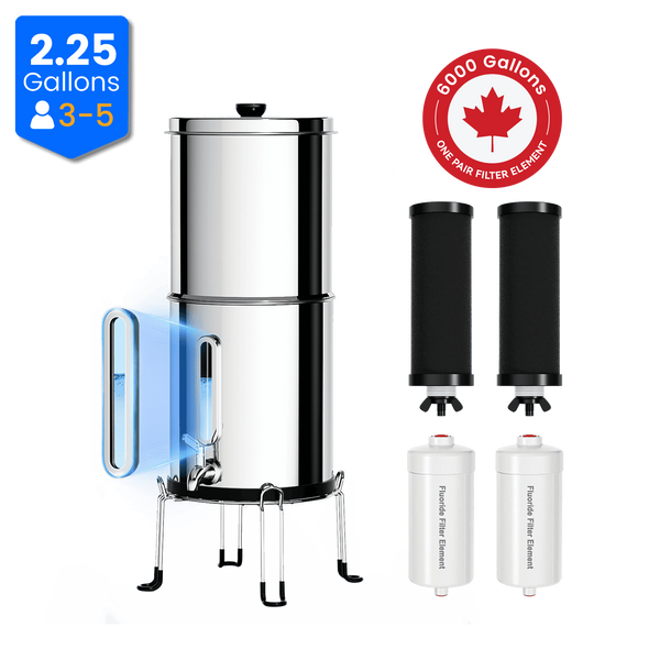 Canada Purewell® – K Series - 2.25 Gallons 304 Stainless Steel Gravity-fed Water Filter System, NSF Certifid Purewell
