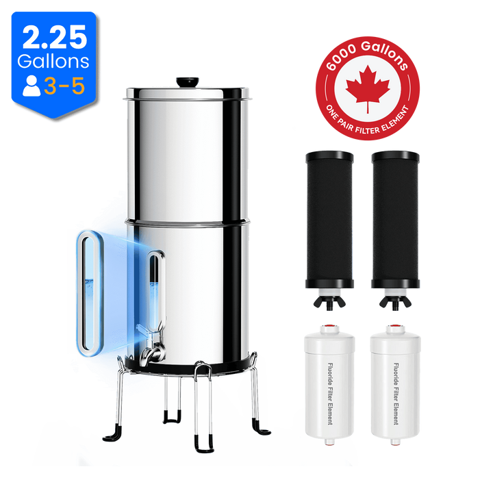 Canada Purewell® – K Series - 2.25 Gallons 304 Stainless Steel Gravity-fed Water Filter System, NSF Certifid Purewell