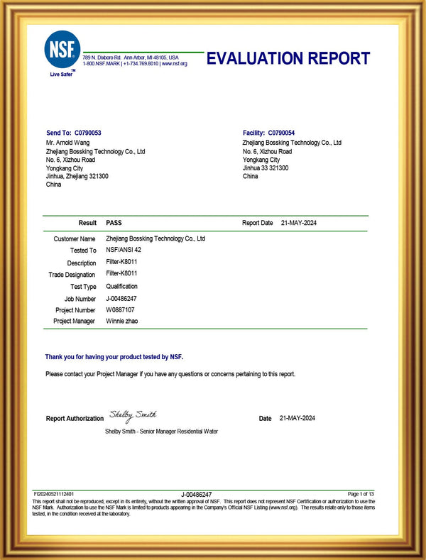 NSF/ANSI 42 - Water Filter
