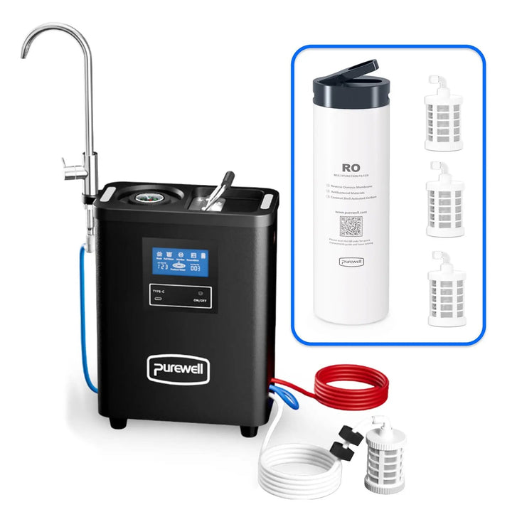 Portable RO Water Purifier NSF/SGS Certified, Remove PFOA, PFOS, Virus, Fluoride, Microplastic, TDS, For RV, Camping, Emergency, Disaster - Purewell® Purewell