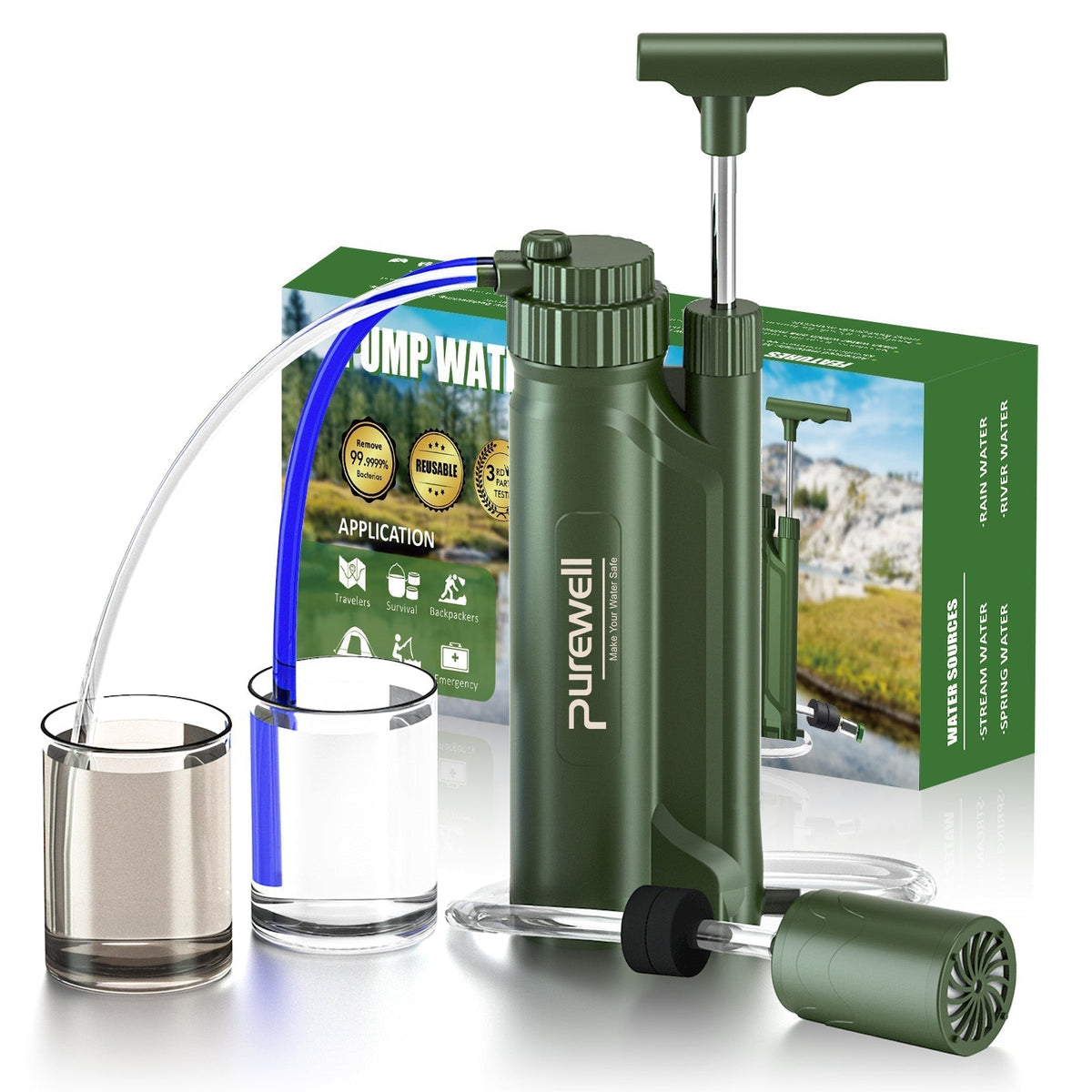 Portable Hand-Pump Reverse Osmosis Water Filter Purewell