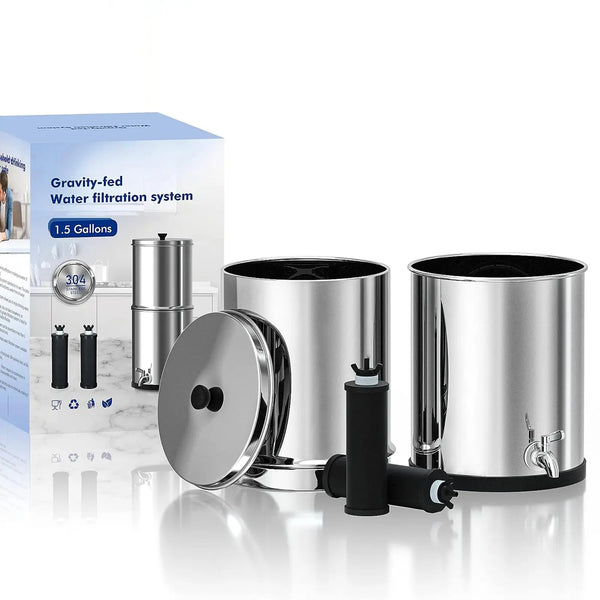 Purewell 304 Stainless Steel Gravity-fed Water Filter System 1.5 Gallons Purewell