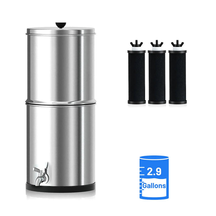 Purewell-2.9 Gallons Système de filtration d'eau avec 3 éléments noirs,  Gravité Purificateurs d'eau、Gros Filtre eau， pour les familles, les hôtels  et le camping : : Cuisine et Maison