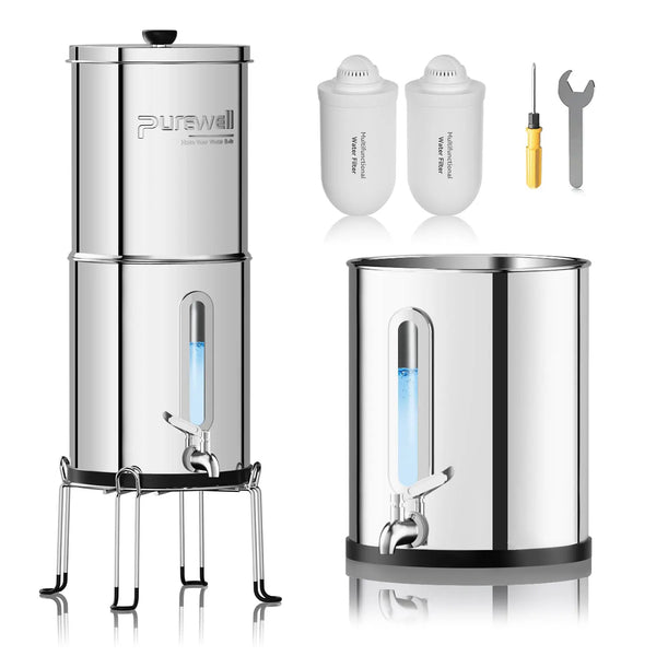 Purewell 304 Stainless Steel Gravity-fed Water Filter System 2.9 Gallons Purewell