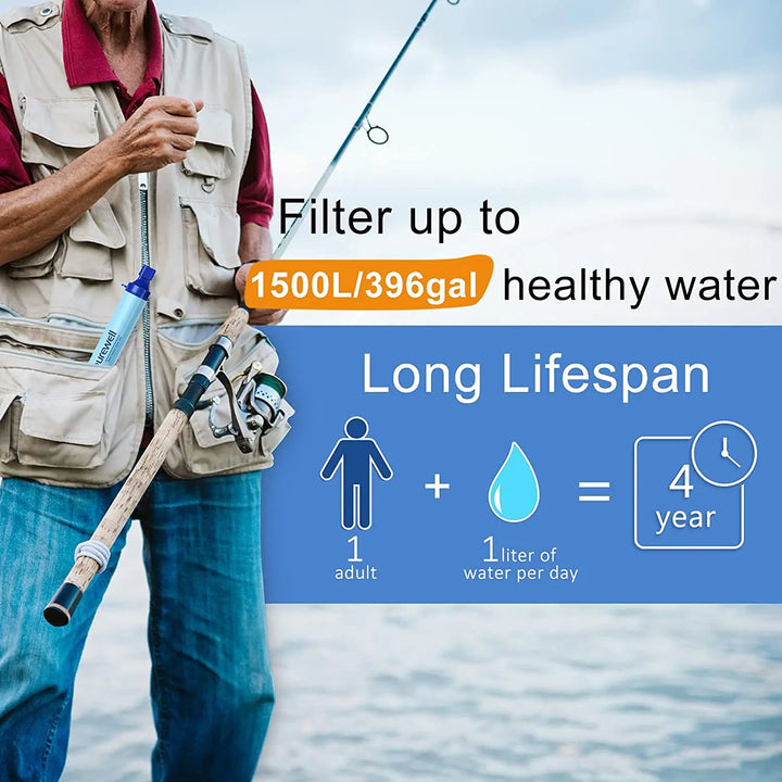Purewell Outdoor Water Filter Personal Water Filtration Straw Emergency Survival Gear Water Purifier for Camping Hiking Climbing Backpacking Purewell
