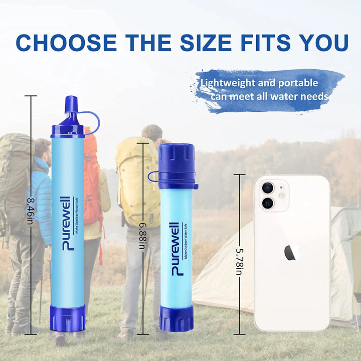 Purewell Personal Outdoor Water Filter Survival Gear for Camping Hiking Backpacking Emergency Purewell