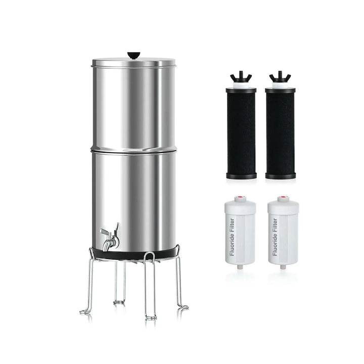 Purewell Pro Stainless Steel Gravity Water Filter System 2.25 Gallons with Stand Purewell