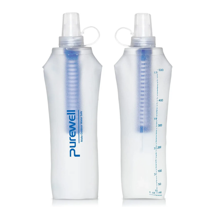 Purewell TPU Soft Flask with Filter BPA Free Water Filter Bag for Sport, Running, Camping and Hiking Purewell