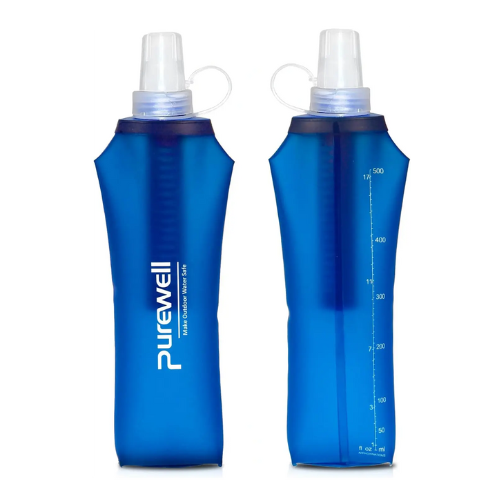 Purewell TPU Soft Flask with Filter BPA Free Water Filter Bag for Sport, Running, Camping and Hiking Purewell