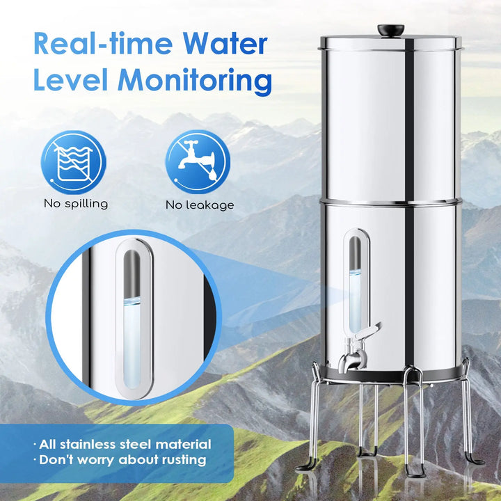 Purewell The World's First Embedded Visual Water Level Gravity Water Filter System 1.5 Gallons Purewell
