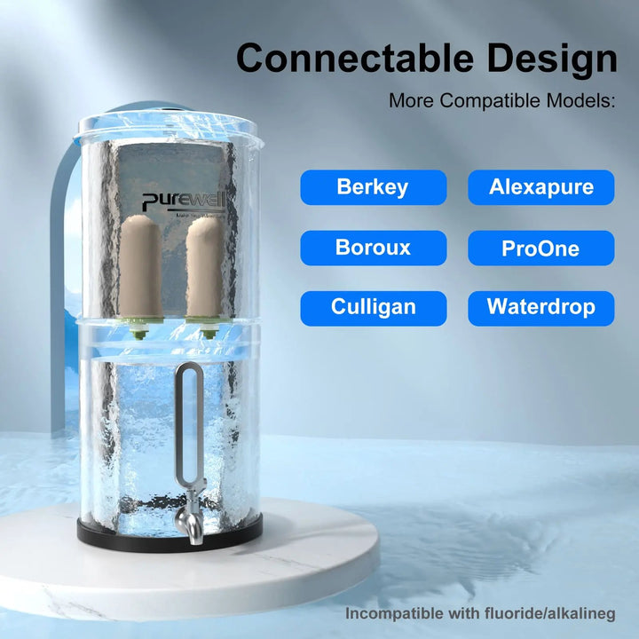 Purewell® - 4-Stages Ceramic Water Filter Replacement, Remove 99% PFAS, Chlorine, Lead, Compatible with Berkey, ProOne & Doulton Gravity Water Filter System Purewell