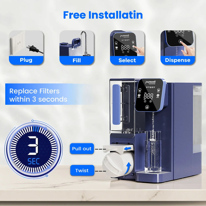 Purewell® Countertop Reverse Osmosis Water Purification System, Alkaline Water Filter with Portable Water Pitcher, NSF 58 Certified Elements-C01 Purewell