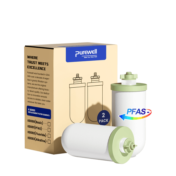 Purewell® - K Series - 4 Stages Ceramic Water Filter Replacement, Remove 99% PFAS, Chlorine, Lead, Compatible with Berkey, ProOne & Doulton Gravity Water Filter System Purewell