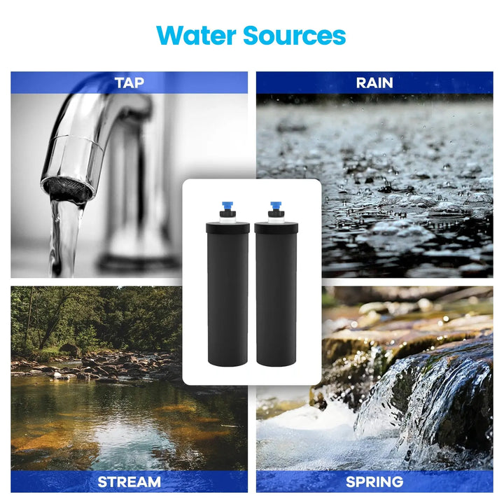Purewell® - K Series - Black Carbon Water Filter Elements for Gravity-fed Water Filter System Purewell