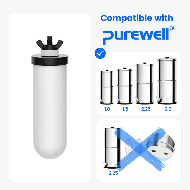 Purewell® - K Series - Ceramic Water Filter Elements for Gravity-fed Water Filter System Purewell