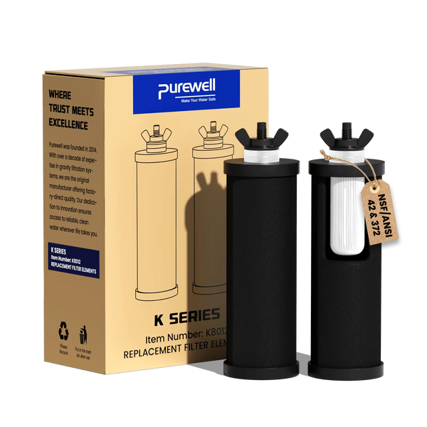 Purewell® - K Series - Replacement Black Carbon Water Filter Elements - 2 pcs / 4 pcs / 6 pcs / 8 pcs Purewell