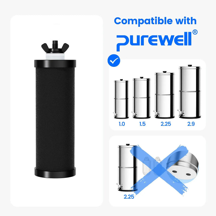 Purewell® - K Series - Replacement Black Carbon Water Filter Elements - 2 pcs / 4 pcs / 6 pcs / 8 pcs Purewell