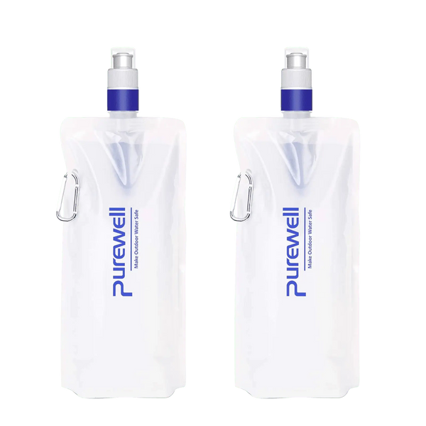 Purewell® - Outdoor Collapsible Water Filter Bag 480ml, Lightweight, BPA Free, for Emergency, Preparedness, Emergency Purewell