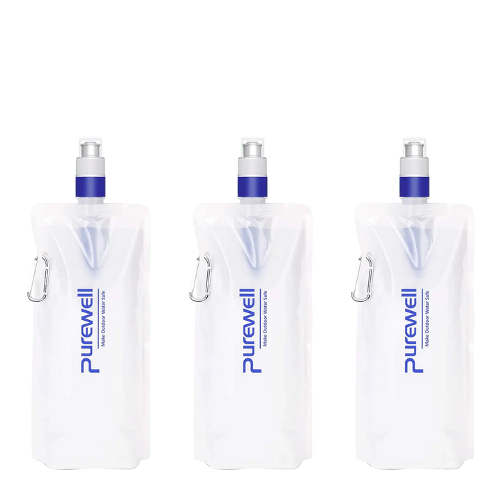 Purewell® - Outdoor Collapsible Water Filter Bag 480ml, Lightweight, BPA Free, for Emergency, Preparedness, Emergency Purewell