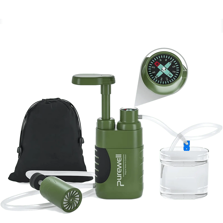 Purewell® - Outdoor Pump Water Filter 0.01μm Water Filtration for Camping, Hiking, Backpacking, Survival, Emergency Purewell