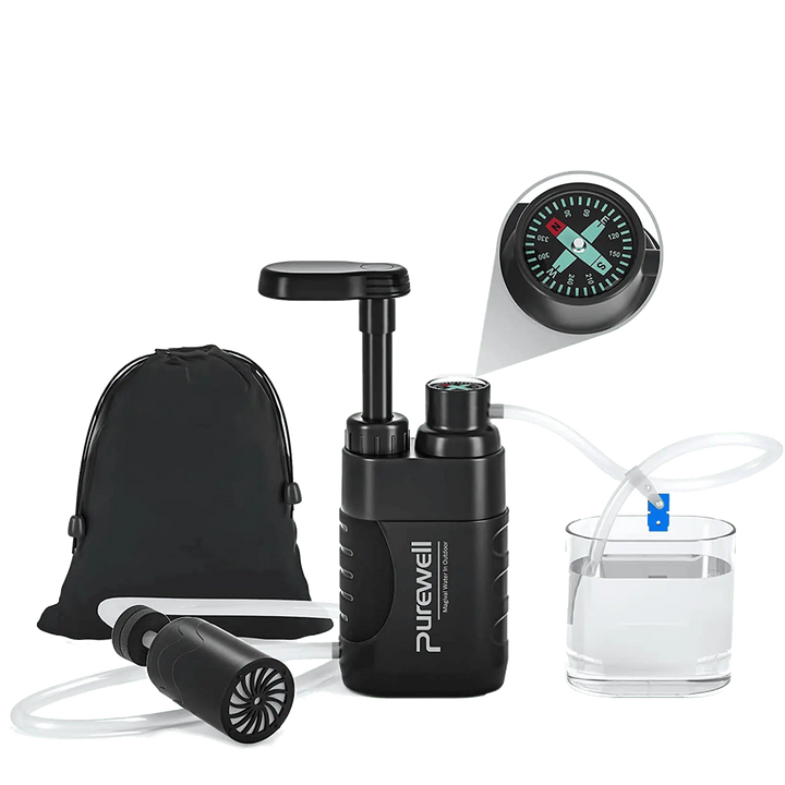 Purewell® - Outdoor Pump Water Filter 0.01μm Water Filtration for Camping, Hiking, Backpacking, Survival, Emergency Purewell