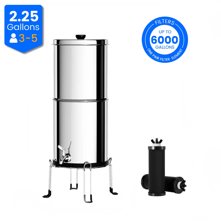 Purewell® – K Series - 2.25 Gallons 304 Stainless Steel Gravity-fed Water Filter System, NSF Certified（副本） Purewell