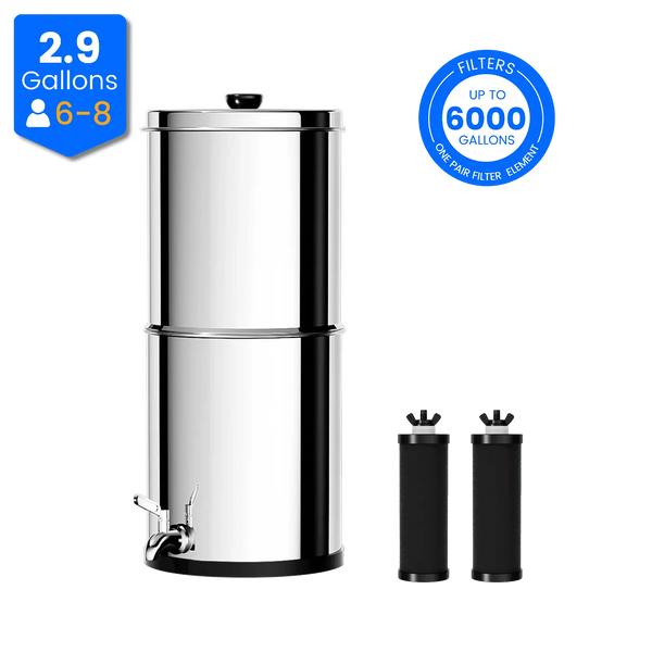 Purewell® – K Series - 2.9 Gallons 304 Stainless Steel Gravity-fed Water Filter System, NSF Certified Purewell