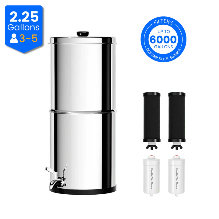 Purewell® – K Series - 2.9 Gallons 304 Stainless Steel Gravity-fed Water Filter System, NSF Certified Purewell