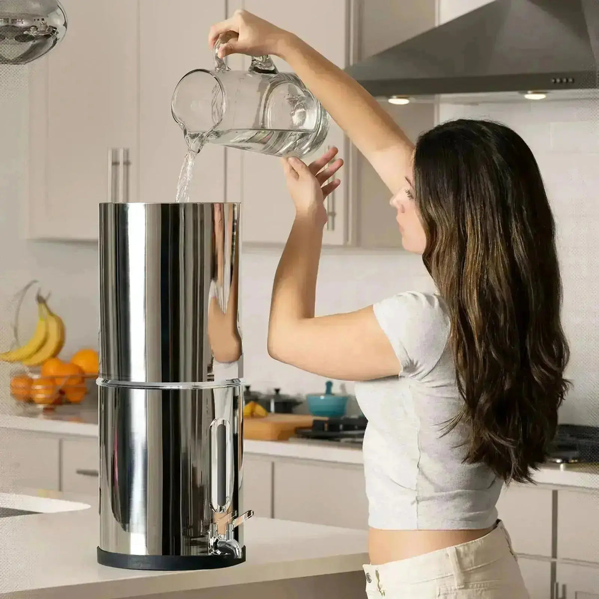 Purewell® – Square Series - 2.25 Gallons 304 Stainless Steel Gravity-fed Water Filter System, NSF Certified Purewell
