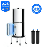 Purewell® – Square Series - 2.25 Gallons 304 Stainless Steel Gravity-fed Water Filter System, NSF Certified Purewell